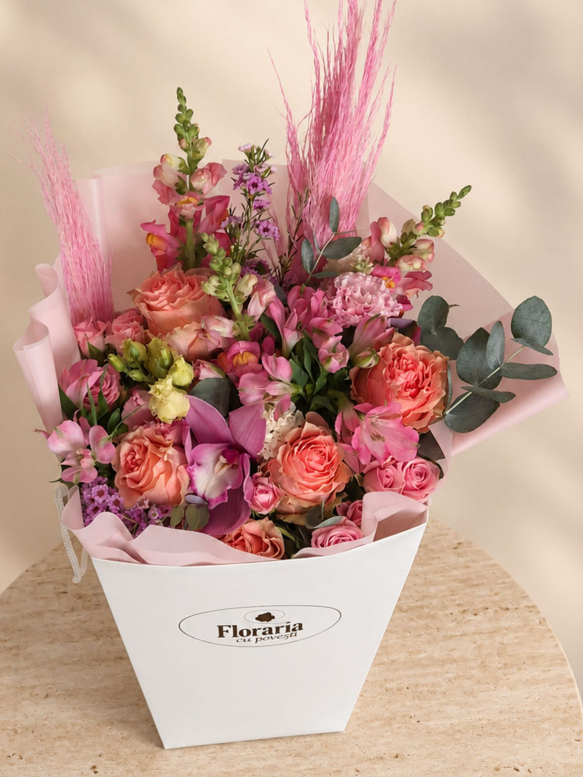 Buchet mare cu flori roz
