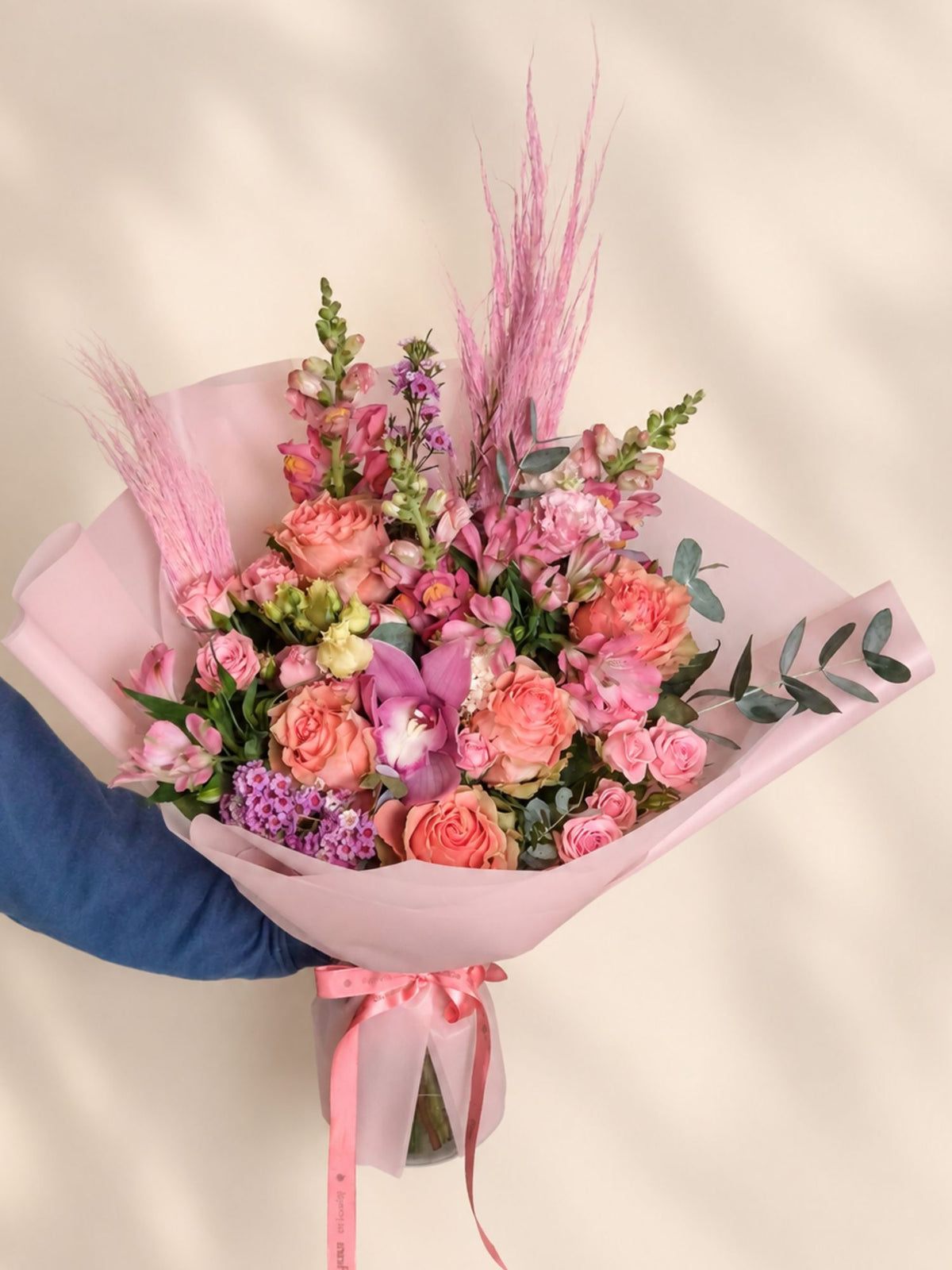 Buchet mare cu flori roz