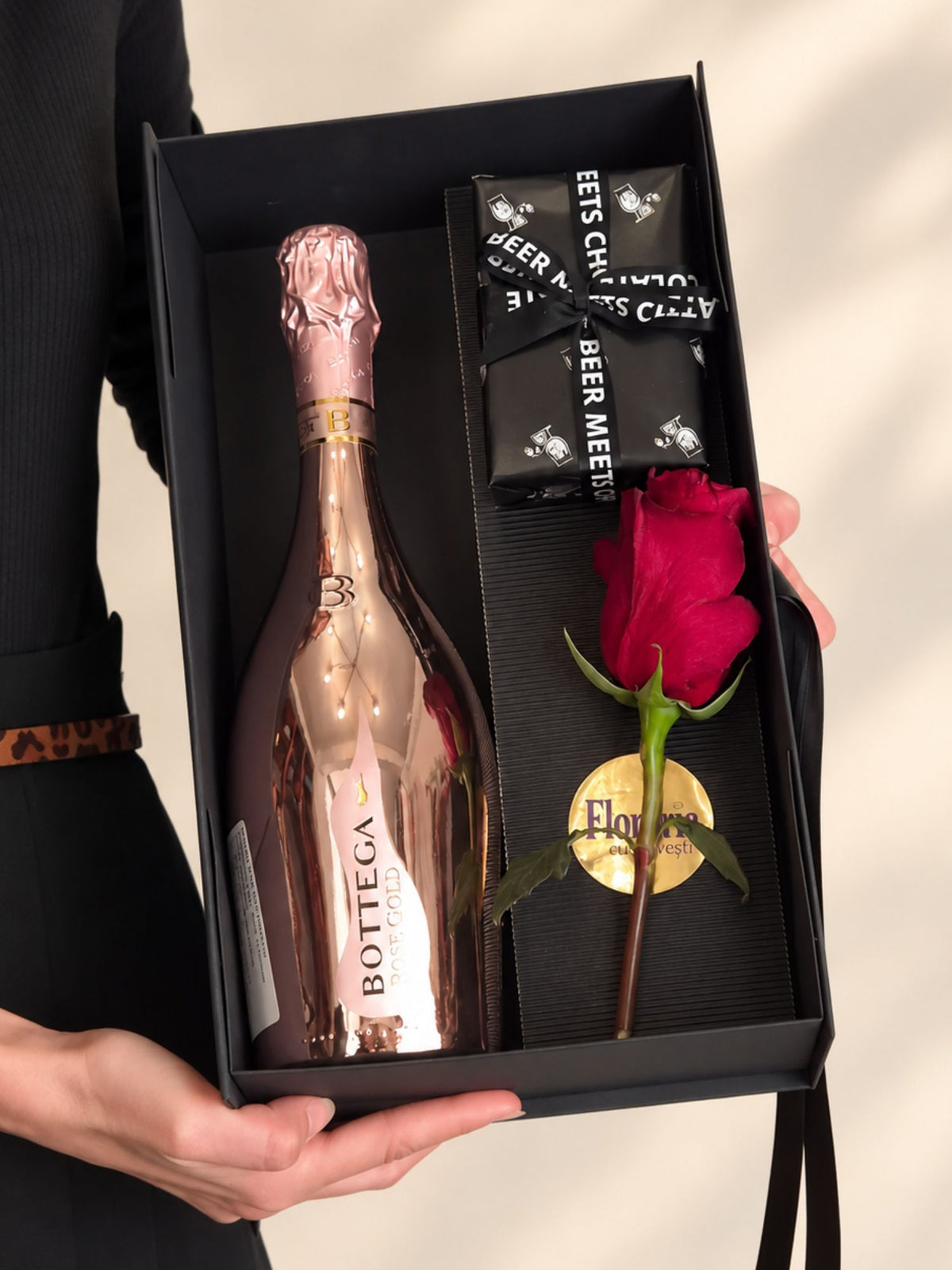 Cadou Prosecco Bottega Rose Gold si praline