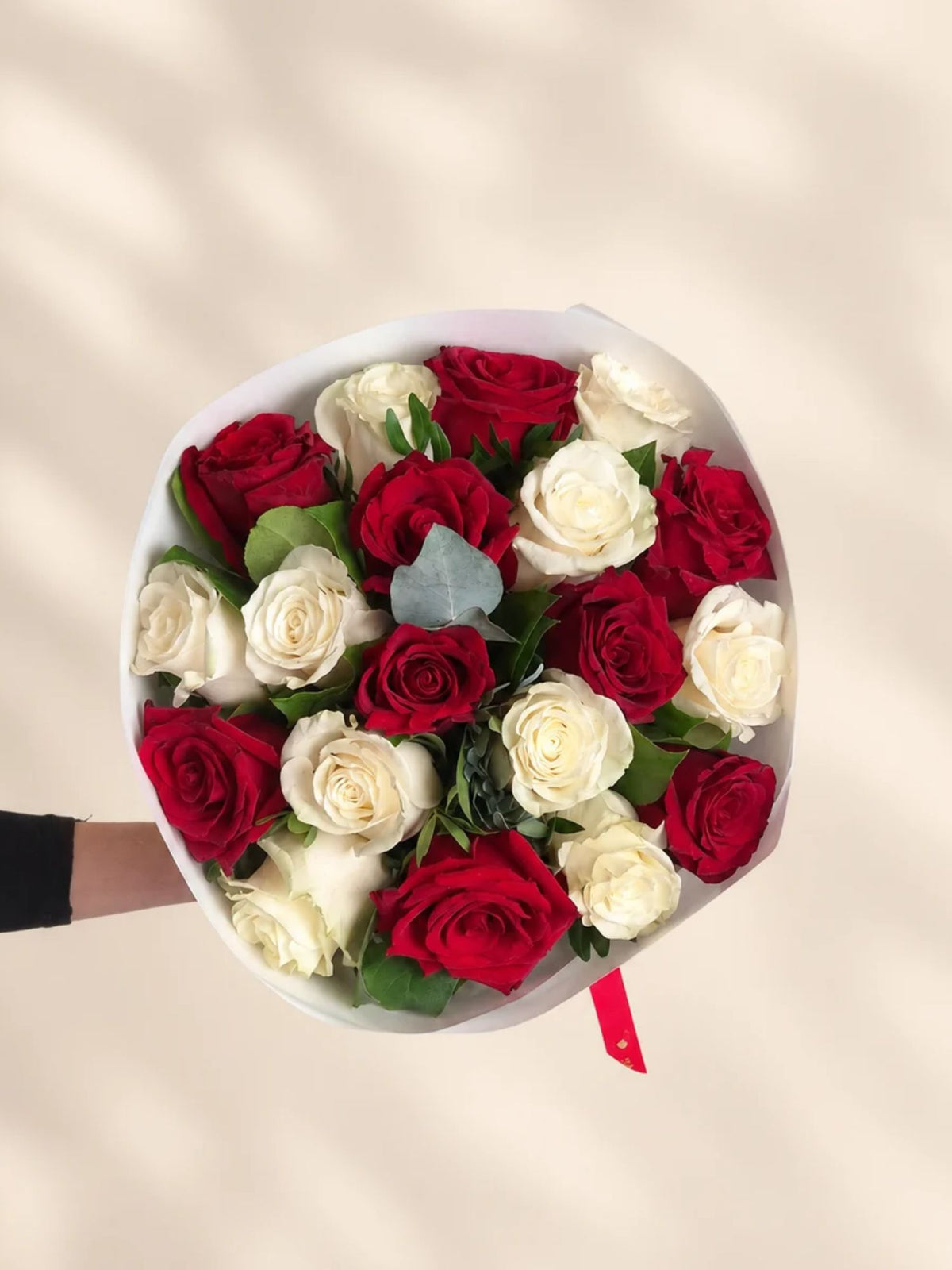 Buchet 19 Trandafiri Albi si Rosii