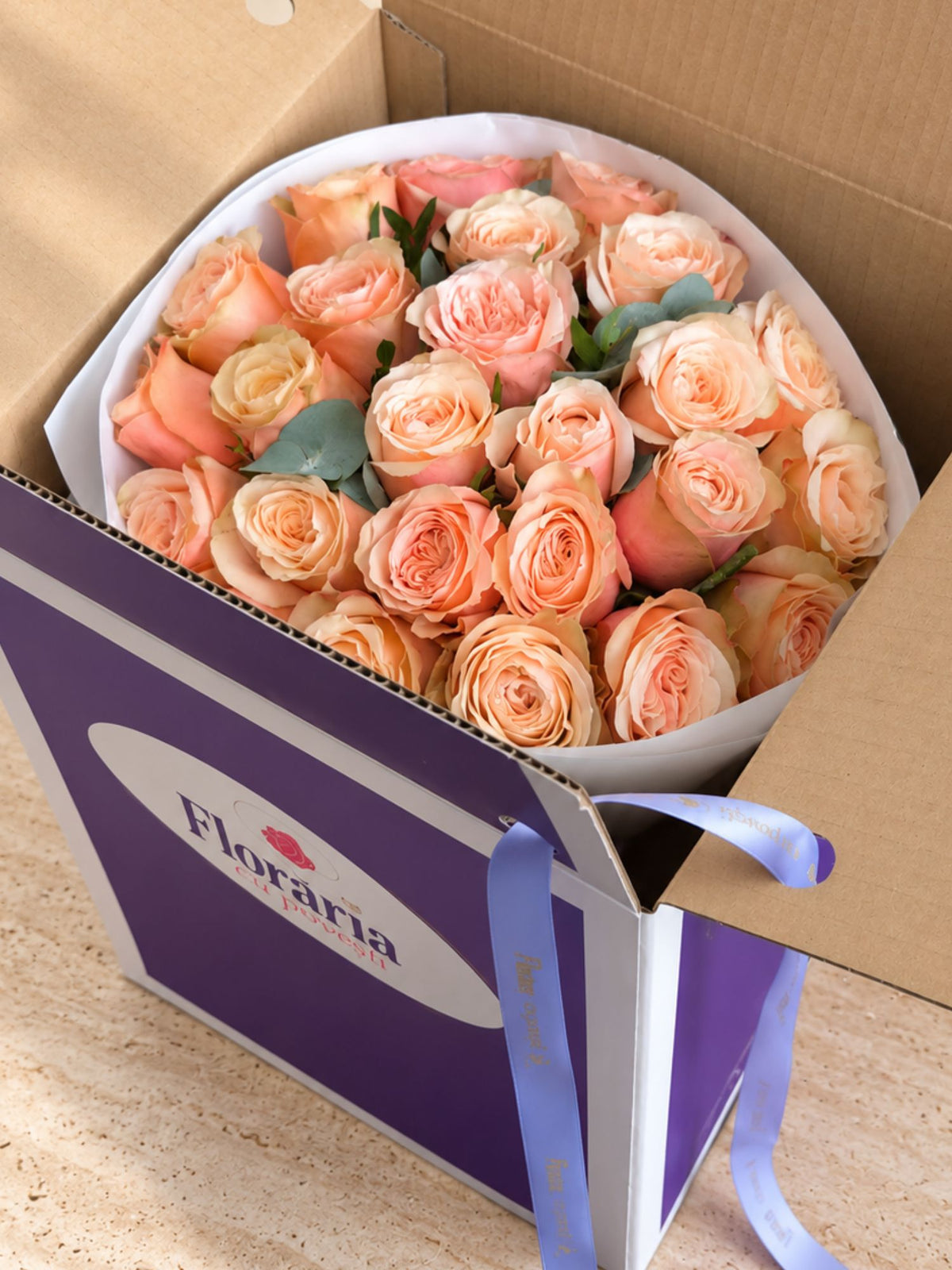 Buchet 25 Trandafiri Portocalii