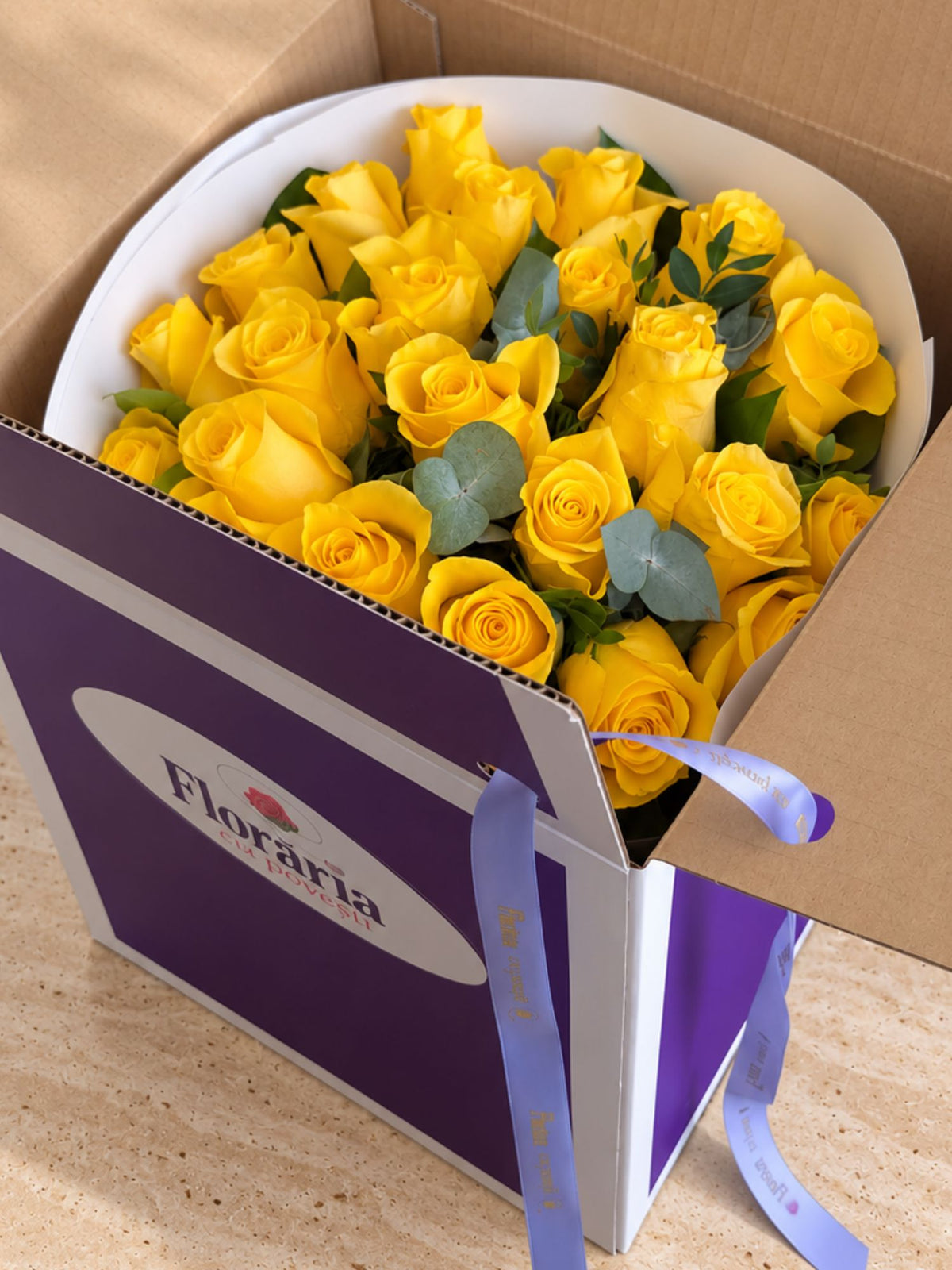 Buchet 25 Trandafiri Galbeni