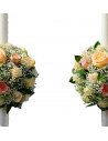 Lumanari nunta cu trandafiri si gypsophila