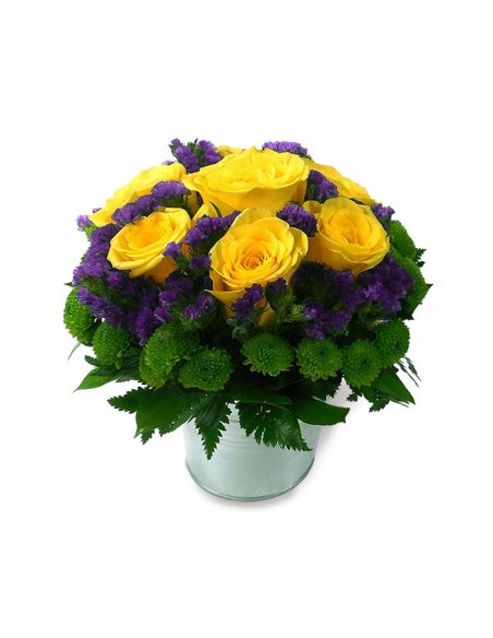 Petite Jolie - Galetusa trandafiri galbeni si limonium