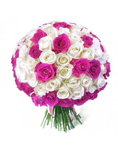 Buchet 101 trandafiri albi si roz
