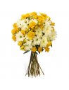 Buchet crizanteme albe si tros galben