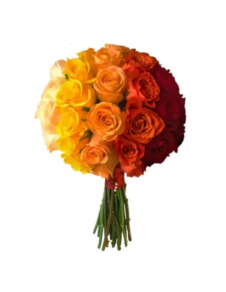 Buchet cununie cu trandafiri peach si frezii albe