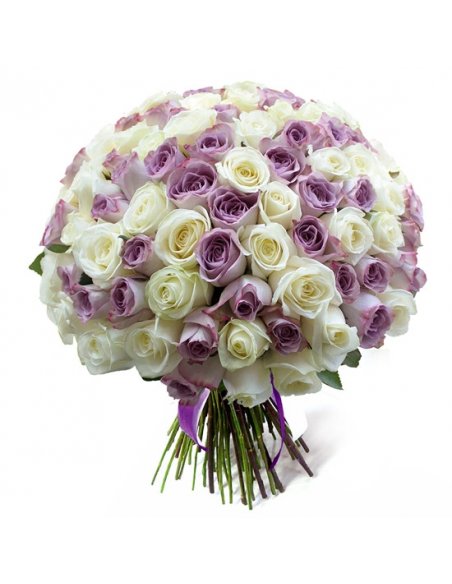 SPECIALS - Buchet 101 trandafiri albi si mov