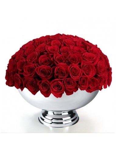 Colectia de Lux - 101 trandafiri rosii in frapiera de sampanie