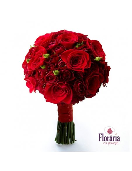 Buchet de cununie cu trandafiri rosii 
