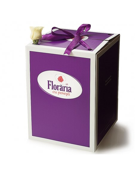 Buchet cu trandafiri galbeni portocalii si cale albe