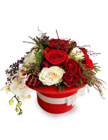 Aranjament Special - Joben cu trandafiri orhidee si piper