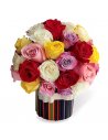 45 de trandafiri asortati in vas cu creioane colorate