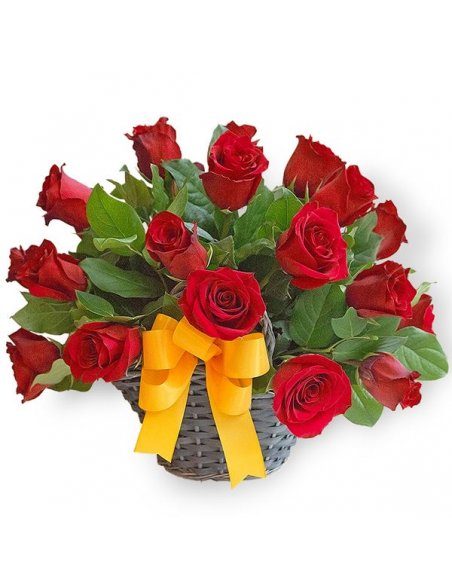 SPECIALS - Cos cu 25 trandafiri rosii