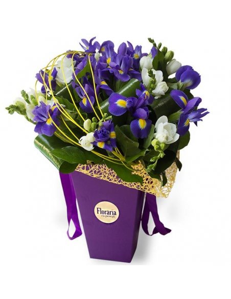 Buchet cu frezii si irisi mov