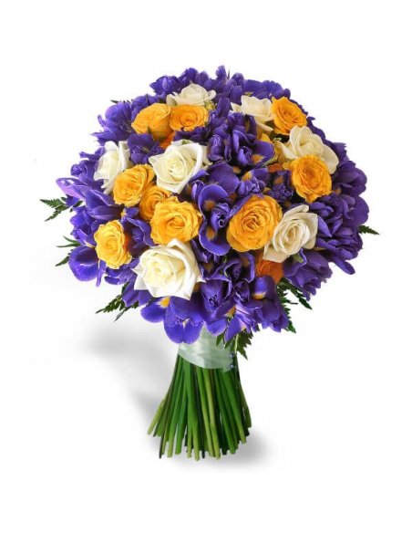 Buchet irisi miniroze si trandafiri