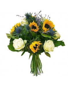 Buchet floarea soarelui si limonium