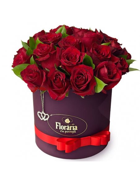 Colectia en Vogue - Cutie cu 25 trandafiri rosii