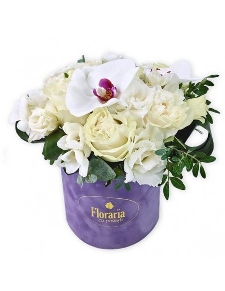 Colectia de Catifea - Cutie medie cu trandafiri albi