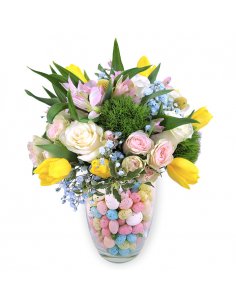 Buchet de Paste in vaza cu decoratiuni