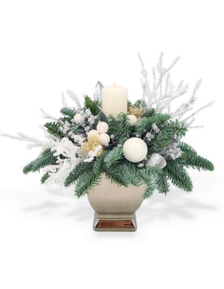 Aranjament Special de sarbatori in vas argintiu