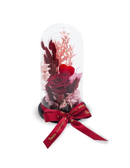 Aranjament cu trandafir nemuritor rosu