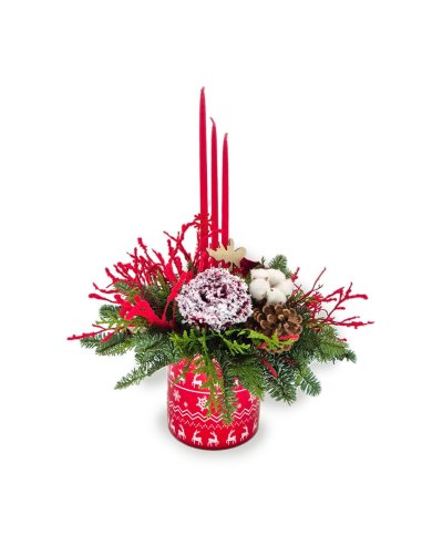 Aranjament Special de sarbatori in vas rosu