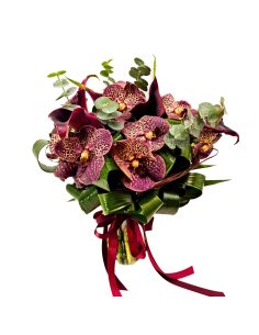 Buchet cale negre si orhidee Vanda Chocolate