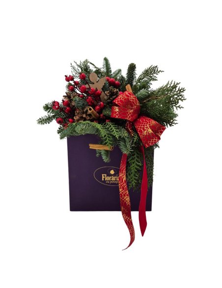 Cutie Cadou Festivă de Crăciun cu Brad, Scorțișoară și Înger