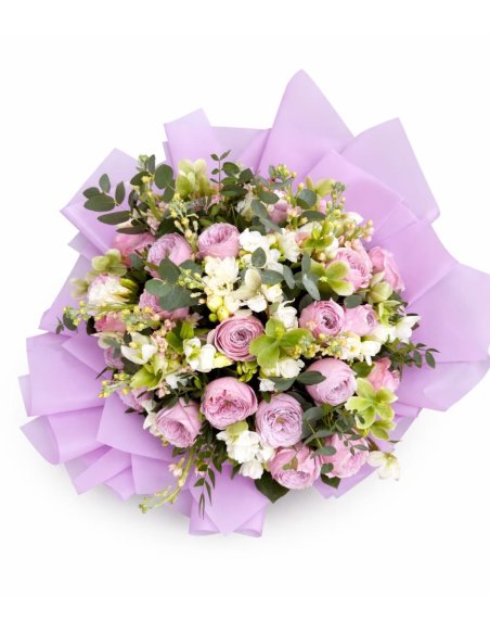 Buchet Pastel cu trandafiri de gradina