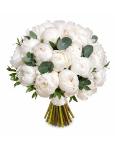 Buchet de Mireasă cu Bujori Albi „Pure Elegance”