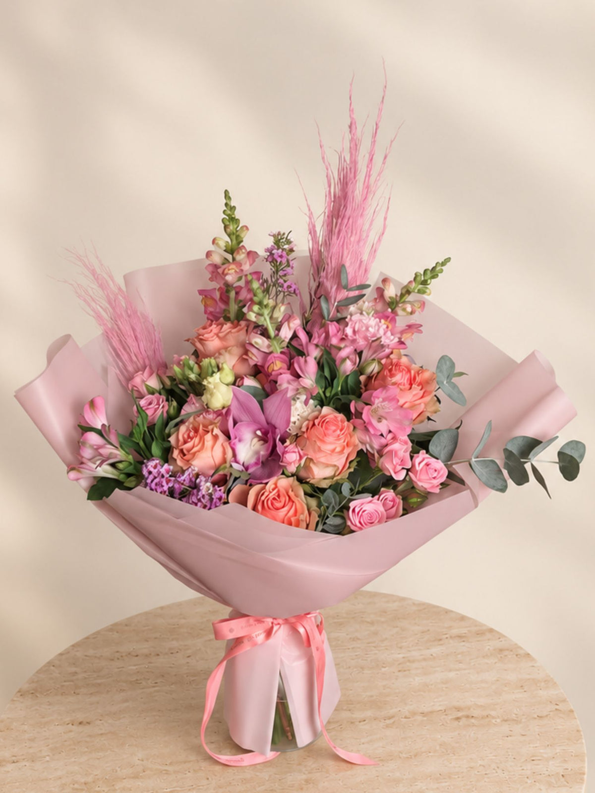 Buchet mare cu flori roz