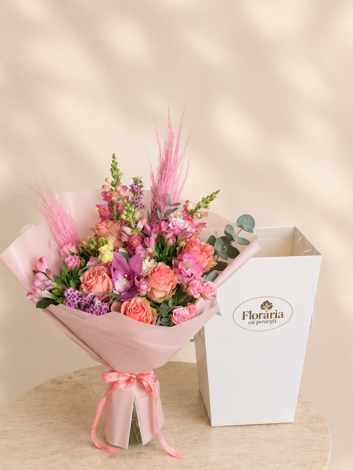 Buchet mare cu flori roz