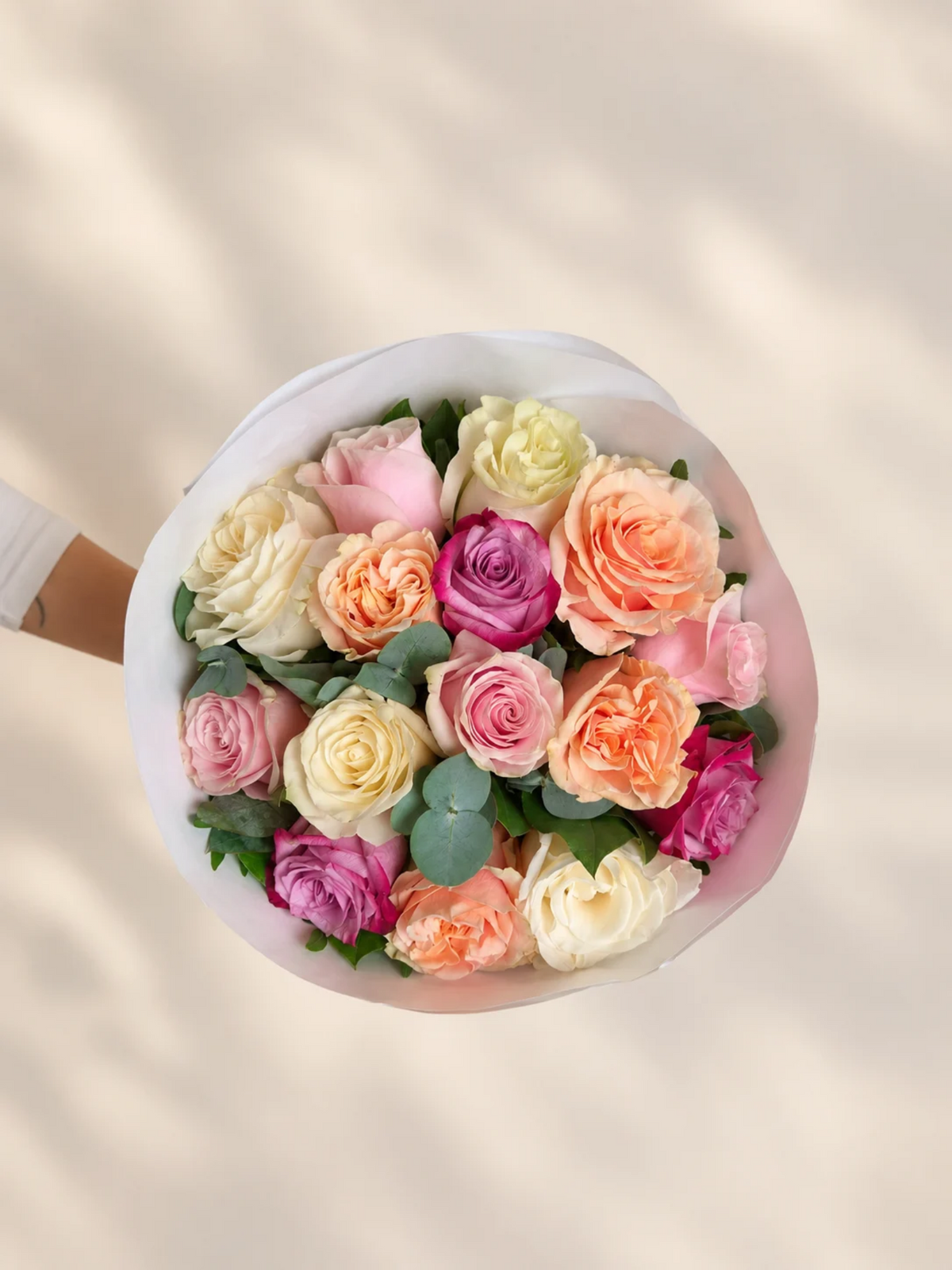Buchet 15 Trandafiri Pastel