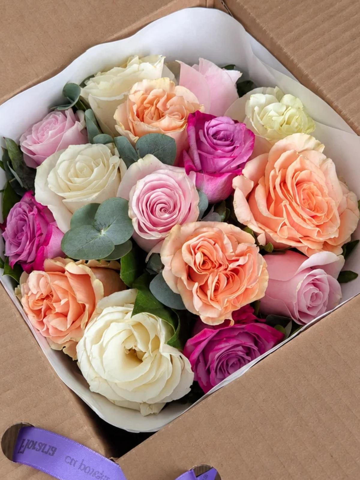 Buchet 15 Trandafiri Pastel