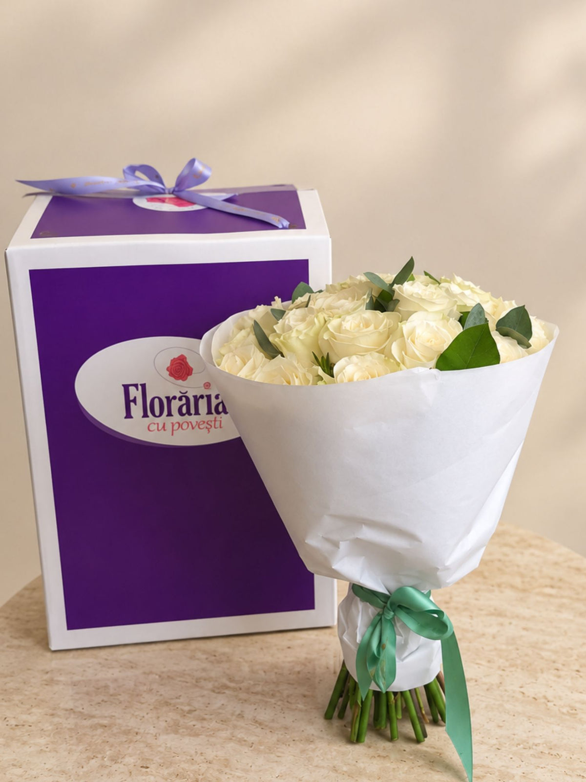 Buchet 23 trandafiri albi