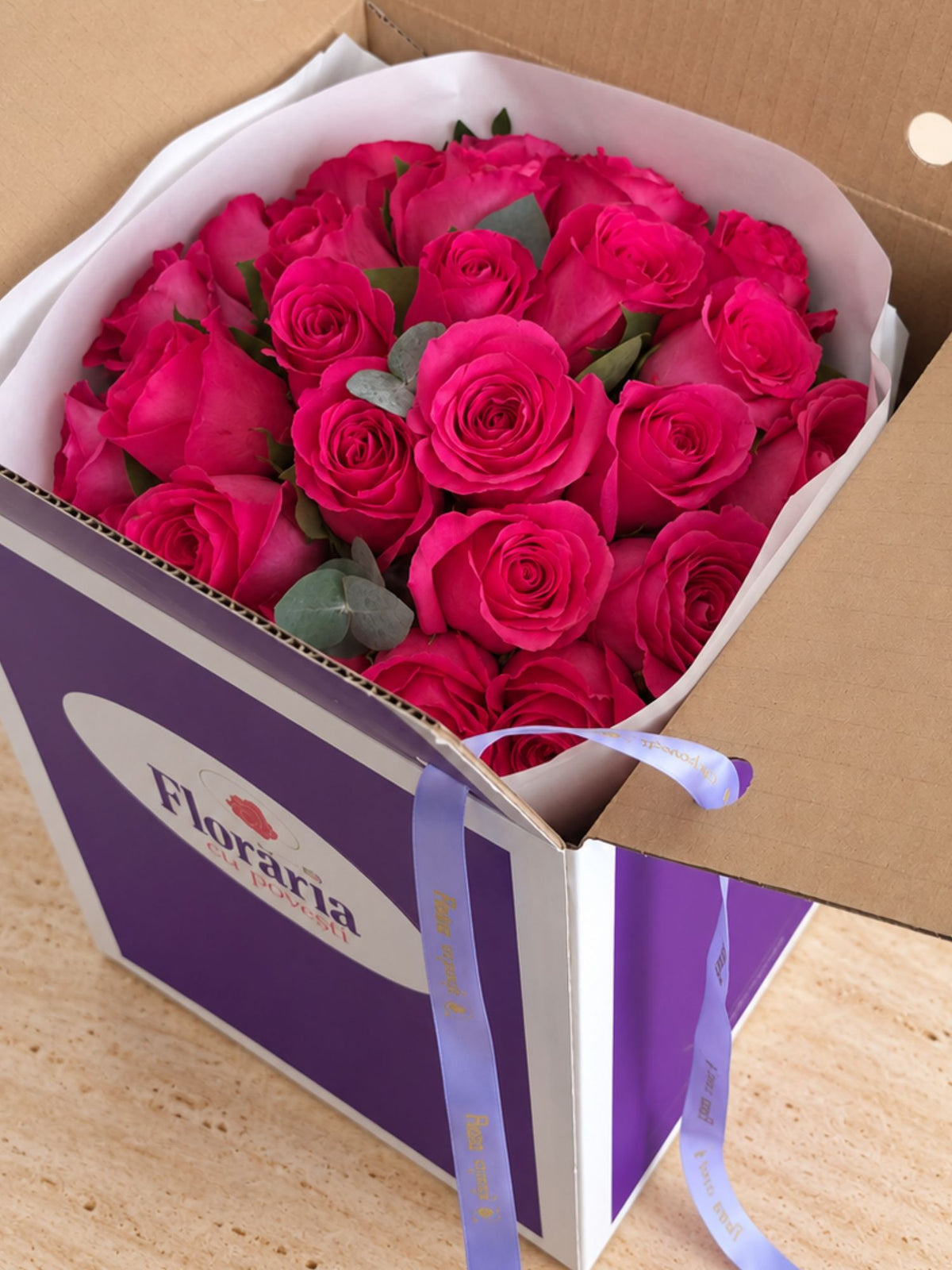 Buchet 25 Trandafiri Ciclam