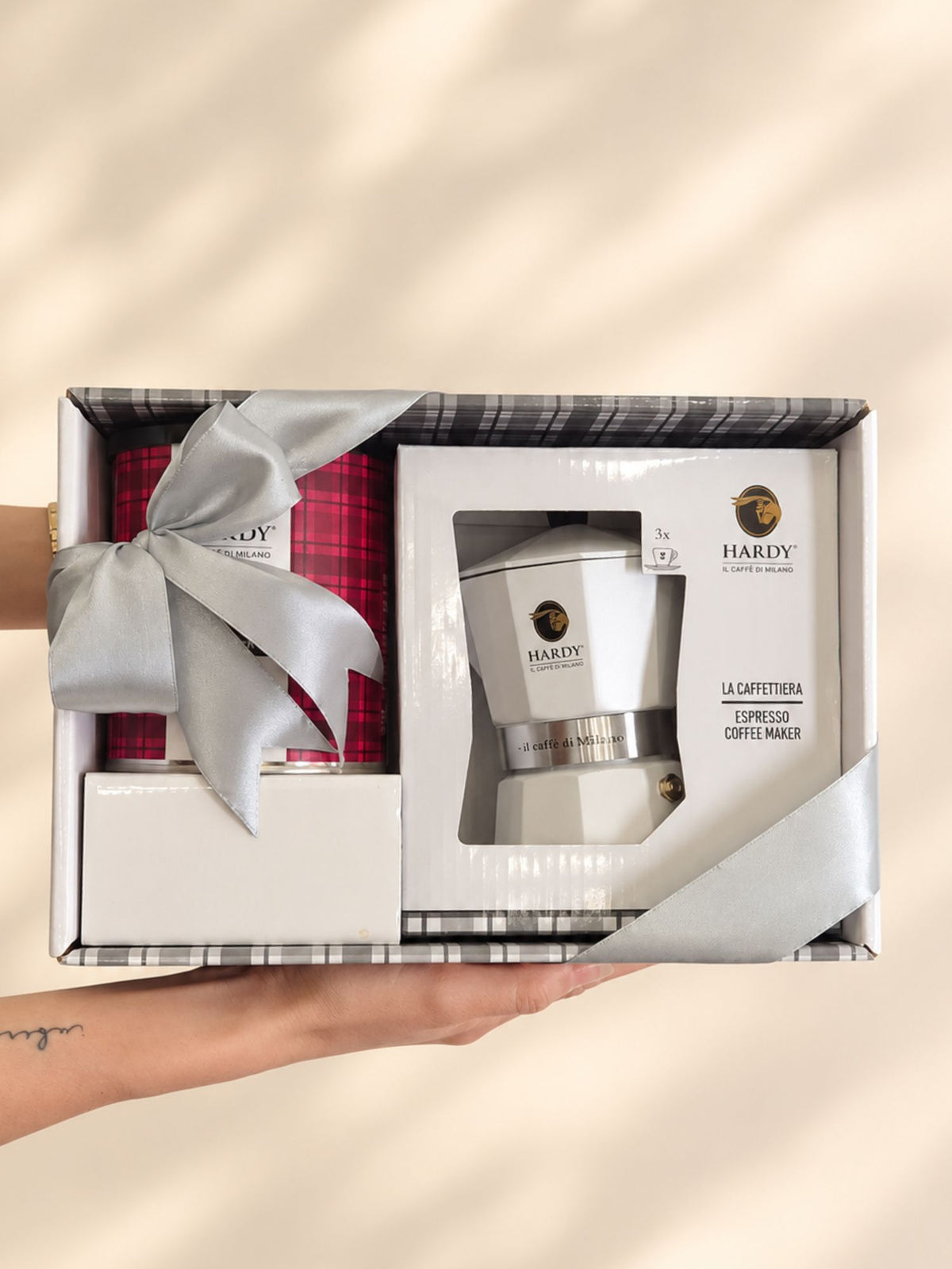 Set Cadou Cafea Hardy Milano cu Moka Pot