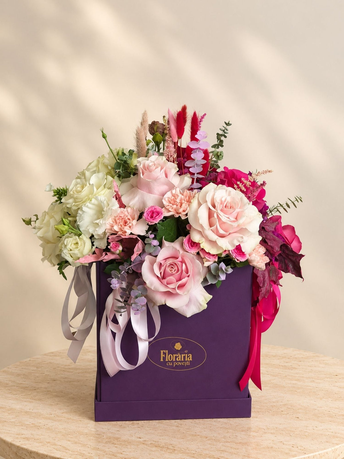 Set 4 Cutii cu Trandafiri Rosii - Floraria cu Povesti