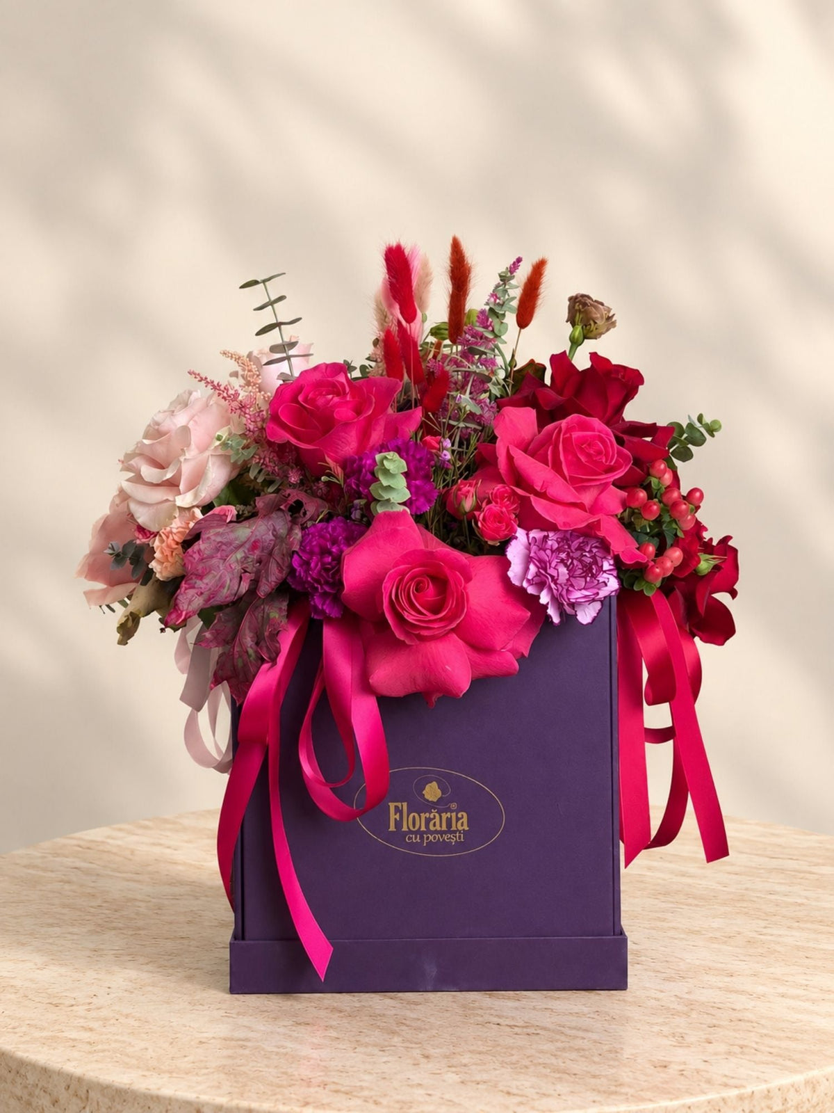Set 4 Cutii cu Trandafiri Rosii - Floraria cu Povesti